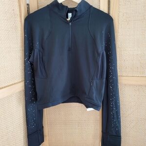 NWT LULULEMON IT'S RULU RUN REFLECTIVE 1/2 ZIP BLACK FLEECE SIZE 10